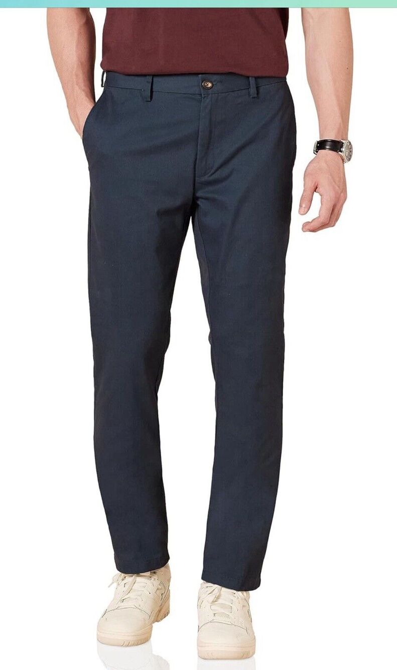 Amazon Essentials Men's Slim-Fit Wrinkle Resistant Flat-Front Chino Navy 42X39